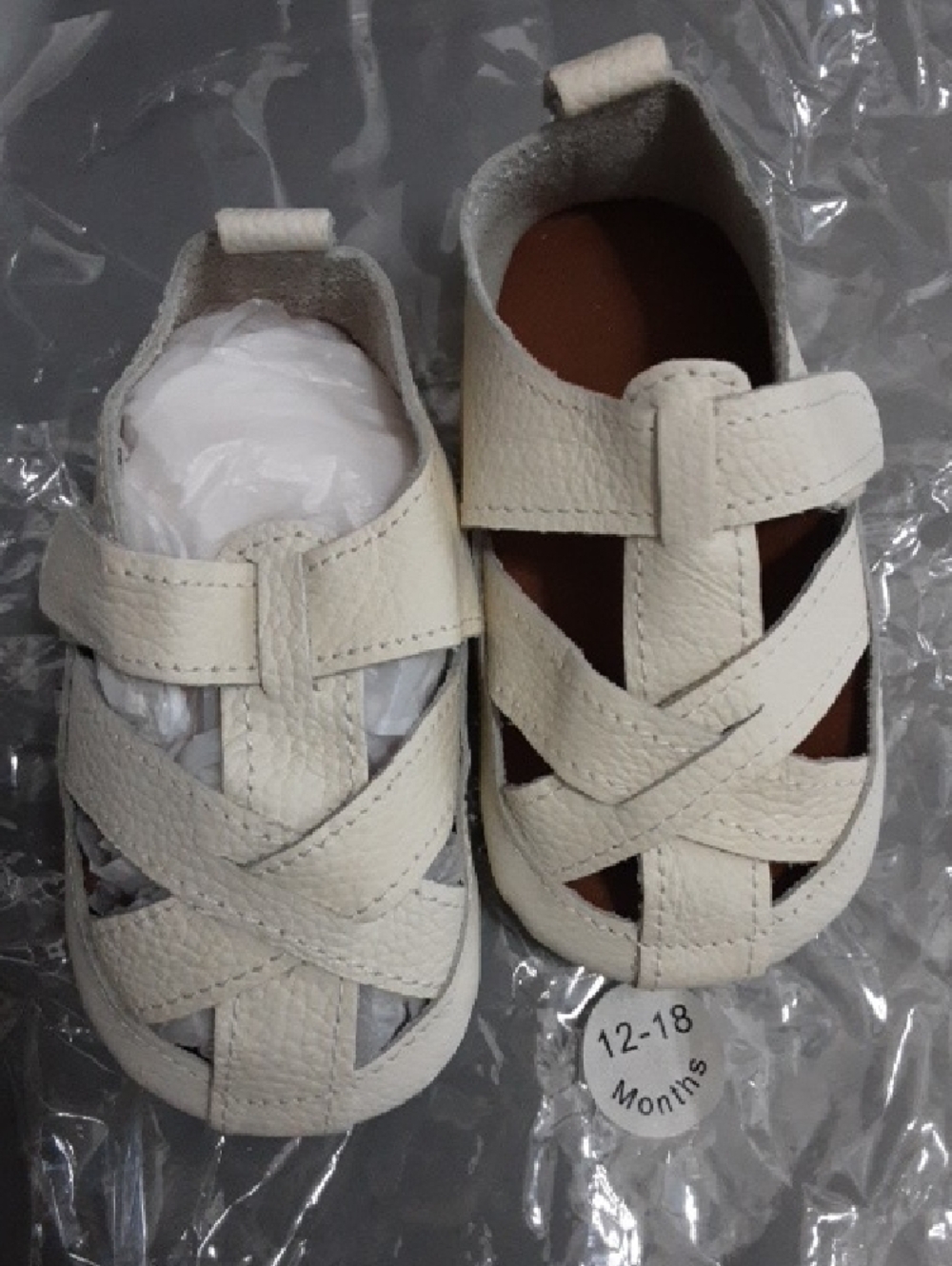 Baby Crisscross Leather Walker Sandals in White - Picture 6 of 6